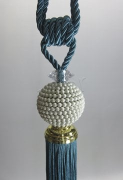 braçol perde fon bağı toplama incili petrol mavisi 1470