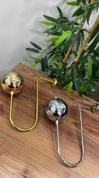 Parlak Top Metal Kol Bağı- Perdeyi Duvardan Yana Toplama Aparatı- Gold Renk