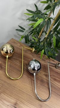 Parlak Top Metal Kol Bağı- Perdeyi Duvardan Yana Toplama Aparatı- Gümüş Renk