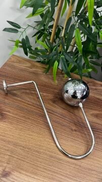 Parlak Top Metal Kol Bağı- Perdeyi Duvardan Yana Toplama Aparatı- Gümüş Renk
