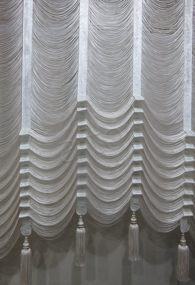 ip perde drape model bantlı şelale ay model kadife bantlı 0914