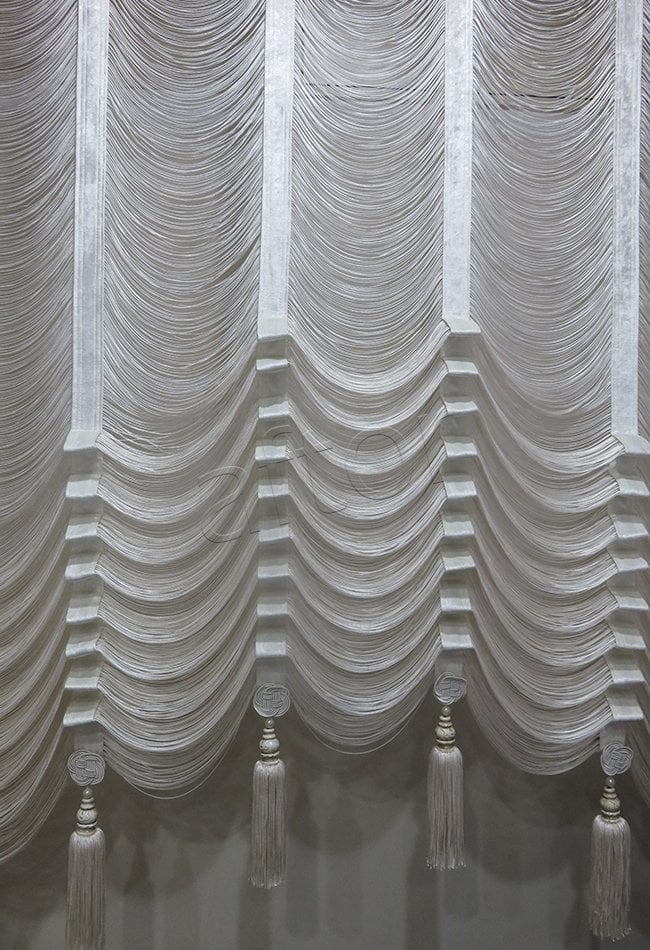 ip perde drape model bantlı şelale ay model kadife bantlı 0914