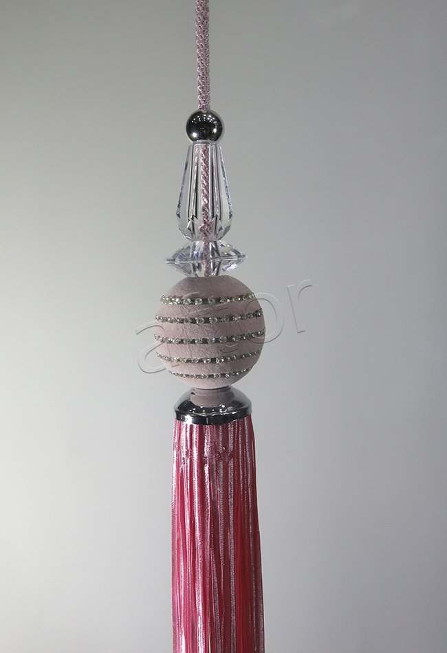 perde sarkıtı kadife swarovskili sarkıt pembe 9027